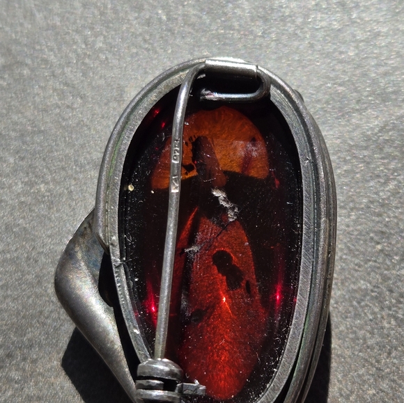 Vintage Silver and Amber Pin/Broach(brooch) - Picture 9 of 9
